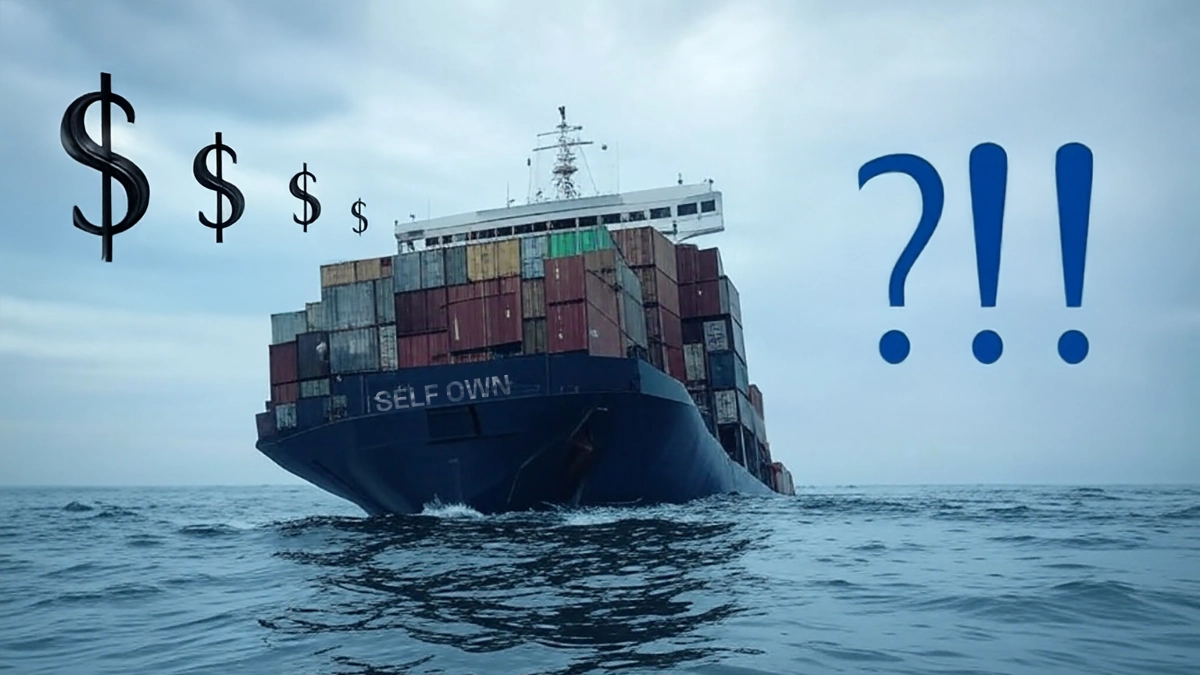 AI generated image of a container ship. Image: CoinWeek/Grok.