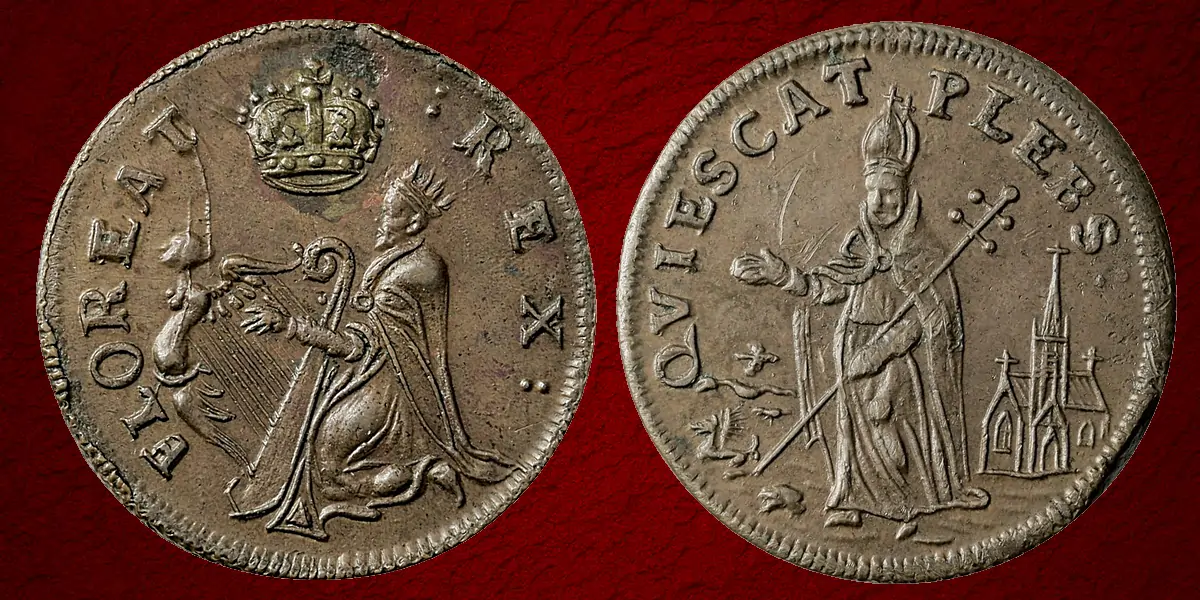 Undated (circa 1667) St. Patrick (Mark Newby) Farthing. Breen 208.