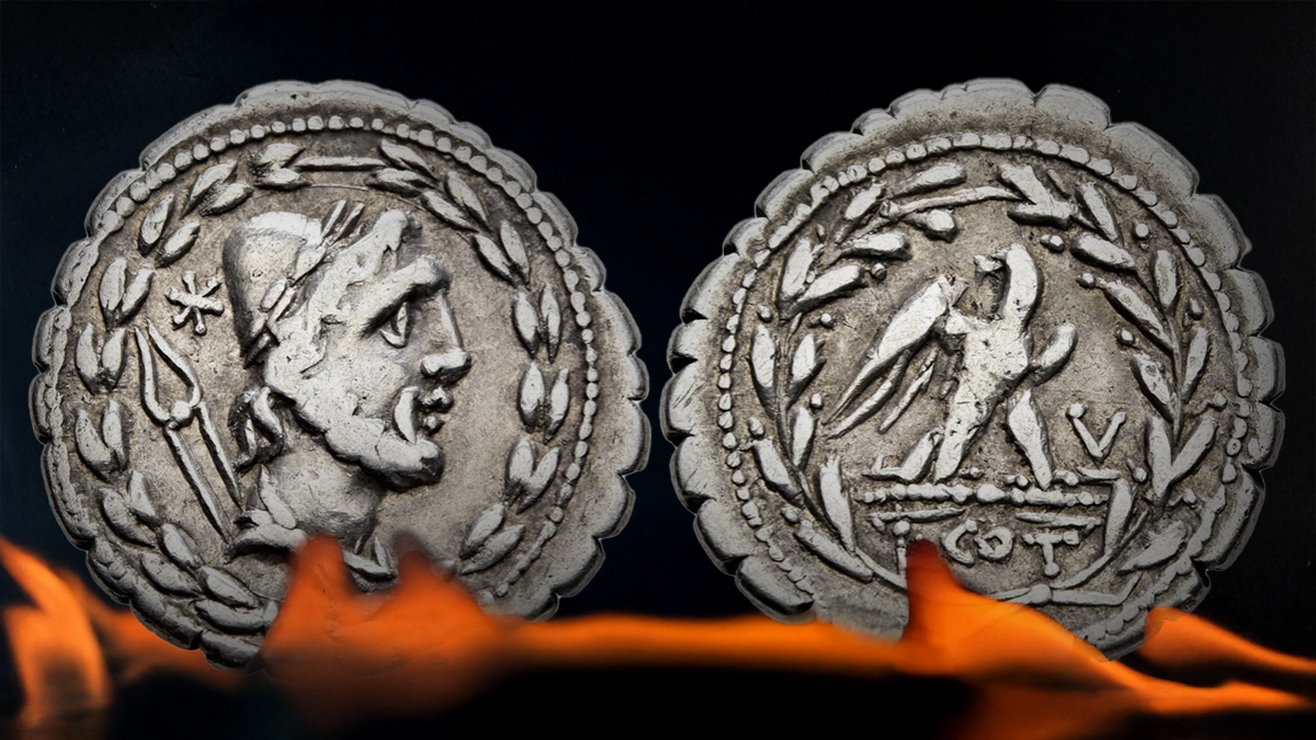Lucius Aurelius Cotta 105 BCE. Silver Denarius. Image: Leu Numismatik / CoinWeek.