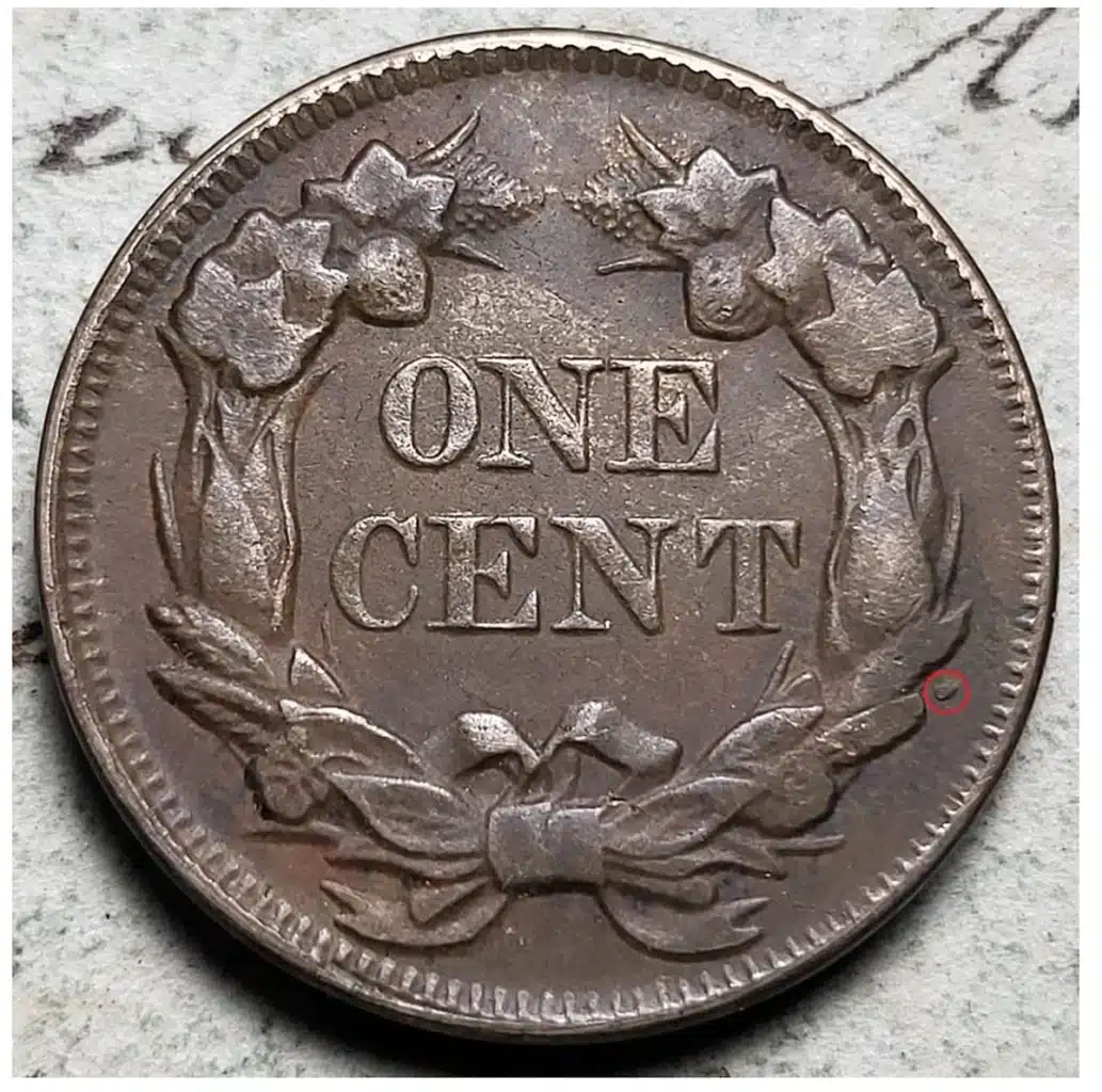 Counterfeit 1857 Flying Eagle cent.