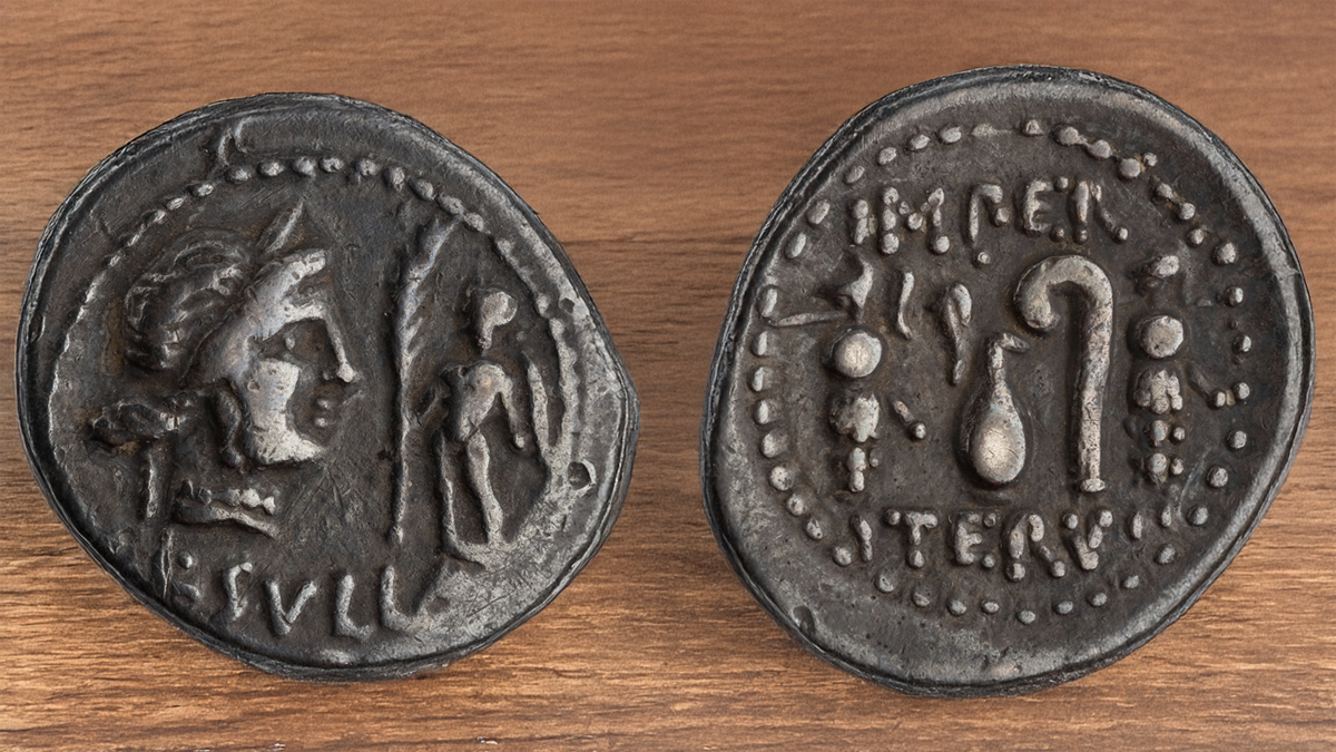 Figure 7. Denarius of Lucius Cornelius Sulla, 84-83 BCE. RRC 359/1. ANS 1908.89.21. 