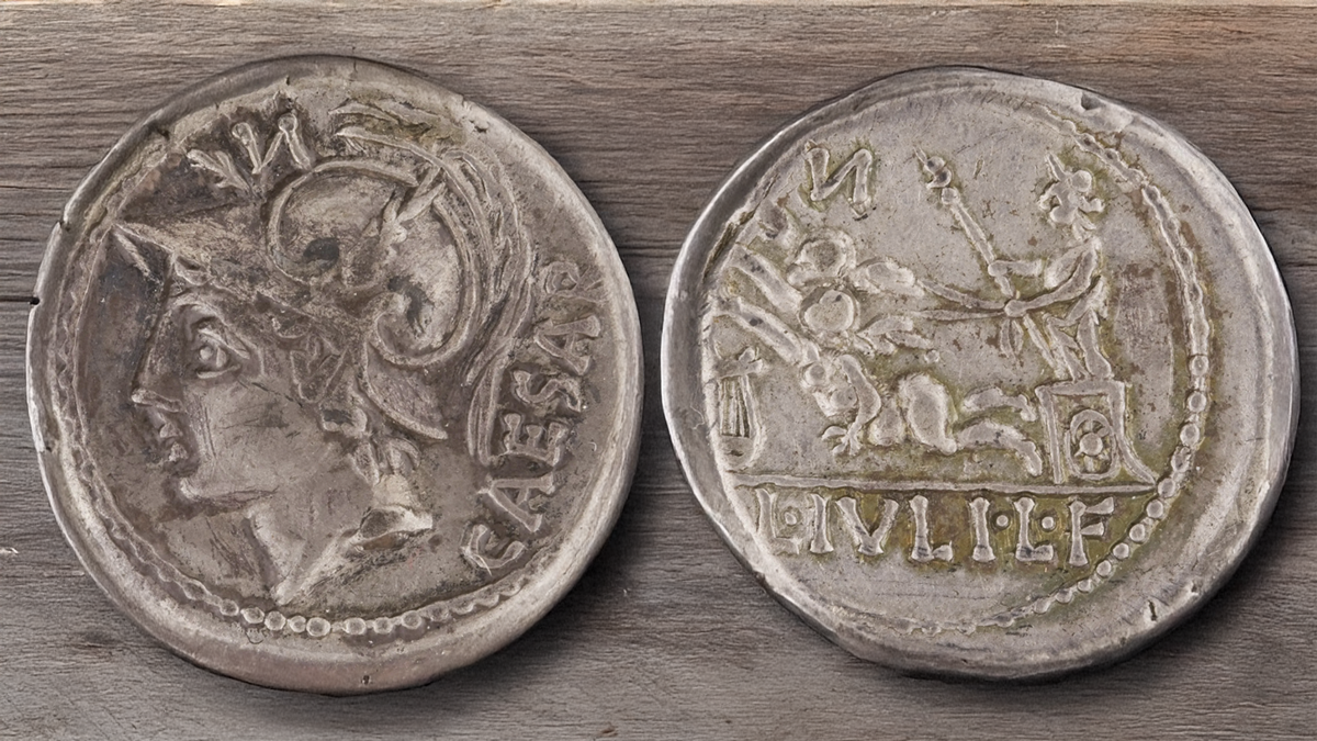 Figure 2. Denarius of Lucius Julius Caesar, 103 BCE. RRC 320/1. ANS 1911.105.5. 