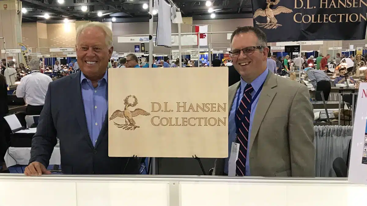 Dell Loy Hansen and David Lawrence Rare Coins President John Brush. Image: DLRC.