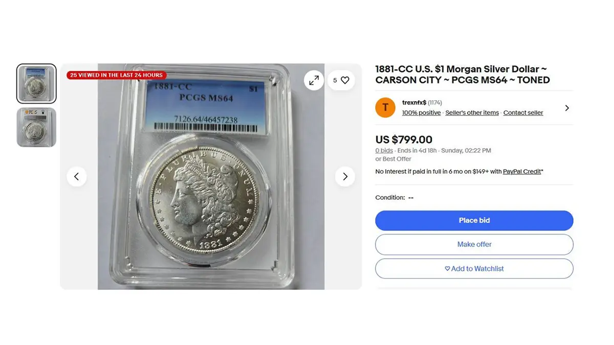 1881-CC Morgan Dollar fake. Image: eBay.