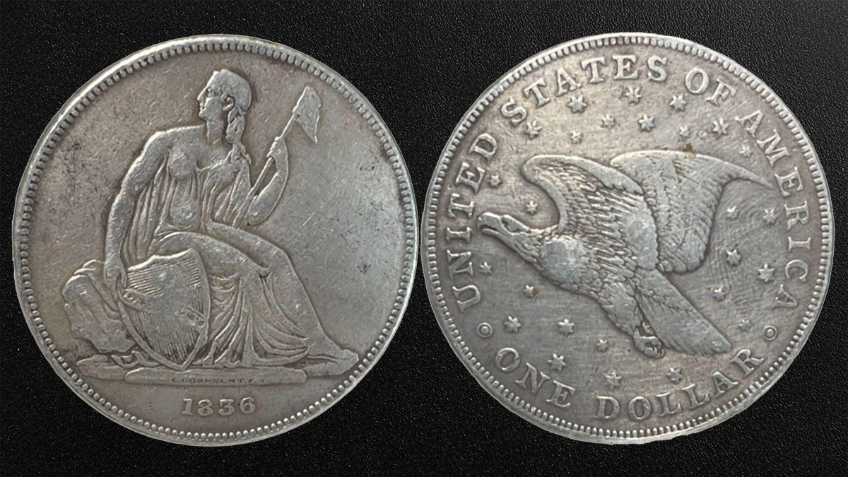 This is a close up image of the most recent fake 1836 Gobrecht Dollar.