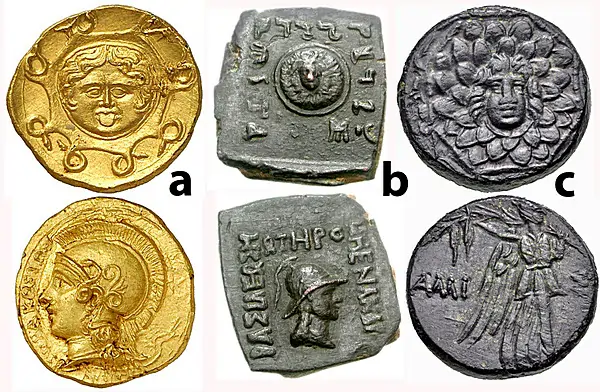 Aegis on Greek Coins of medusa