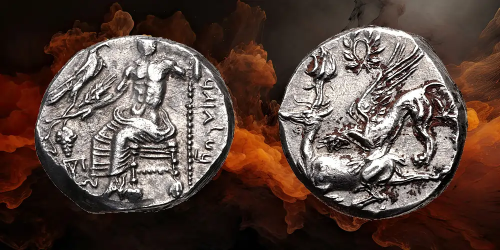 Ariarathes I silver siglos with Baal of Gaziura and griffin reverse.