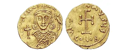 Philippicus Bardanes, 4 November 711 – 3 June 713 Tremissis 711-713, AV 1.38 g. DN PHILEPICYS – MYL – [TYS AN] Facing bust with short beard, wearing loros and crown with cross on circlet, holding globus cruciger in r. hand and eagle-tipped sceptre with cross above in l. Rev. VI[CTORI]A AVGYS ?? Cross potent on base; in exergue, CONOB. DO 6. MIB 6. Sear 1452.