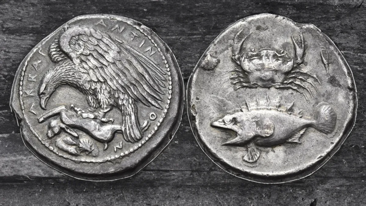 Silver (Fish) Tetradrachm of Akragas. c. 420-415 BC. (28 mm, 16.94 g,). Image: Nomos AG / CoinWeek.