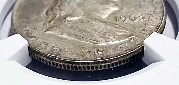 Unique Franklin Half Dollar on Wrong Planchet - Rim Detail