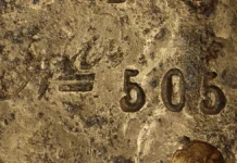 Close-Up marks on a Russian gold ingot. Image: GreatCollections.