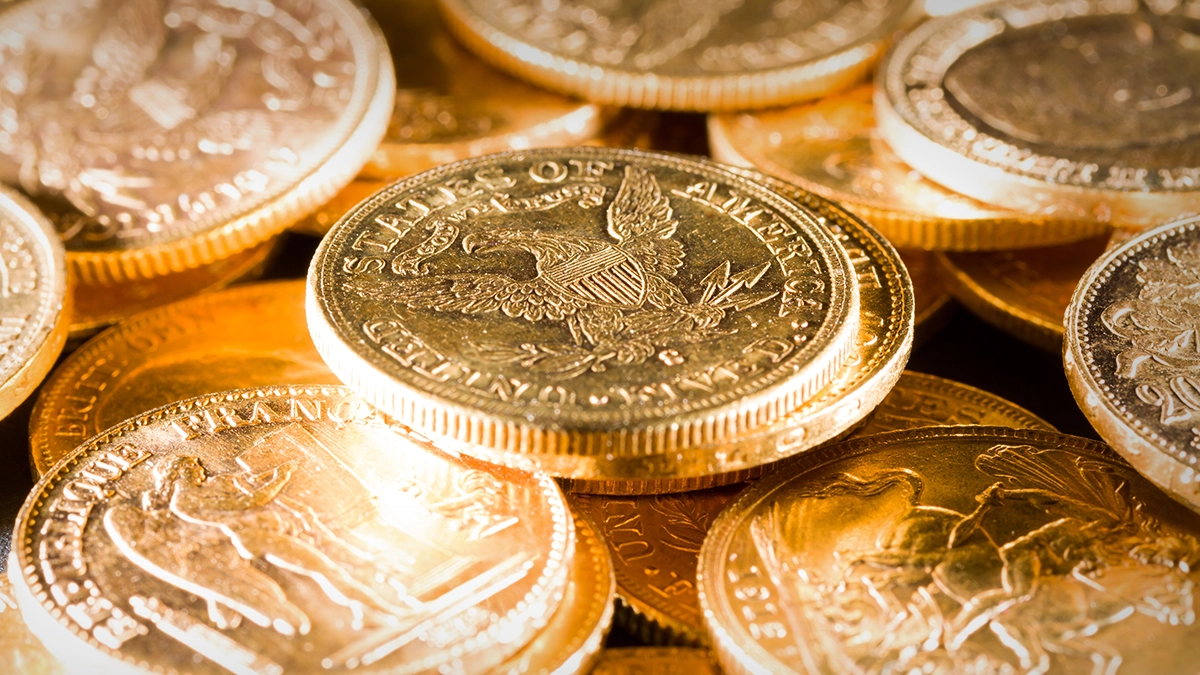 This is an image of a stack of gold coins.