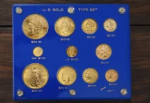 This is an image of a U.S. gold type set in a Capital Plastics Holder.