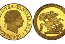 GREAT BRITAIN. George III. (King, 1760-1820). 1820 AV Sovereign. PCGS PR64DCAM (Deep Cameo) Image: PCGS.