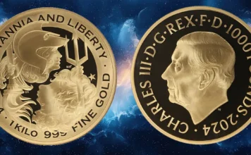 Britannia Meets Liberty: Inside the Ultra-Rare 2024 £1,000 Gold Kilo Proof Great Britain 2024 Gold £1,000 Britannia & Liberty Kilo With Case of Issue First Day of Issue NGC Proof-70 UC (Gordon Summers Signed Label) (AGW = 32.282 oz.)