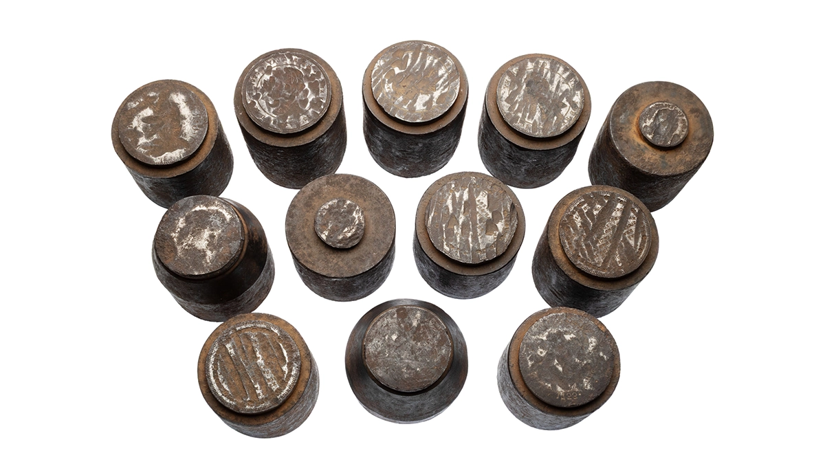 Figure 1. Twelve dies that have been in the ANS collection since 1896, and only recently attributed thanks to a recent archival donation. ANS 1896.29.1–12.