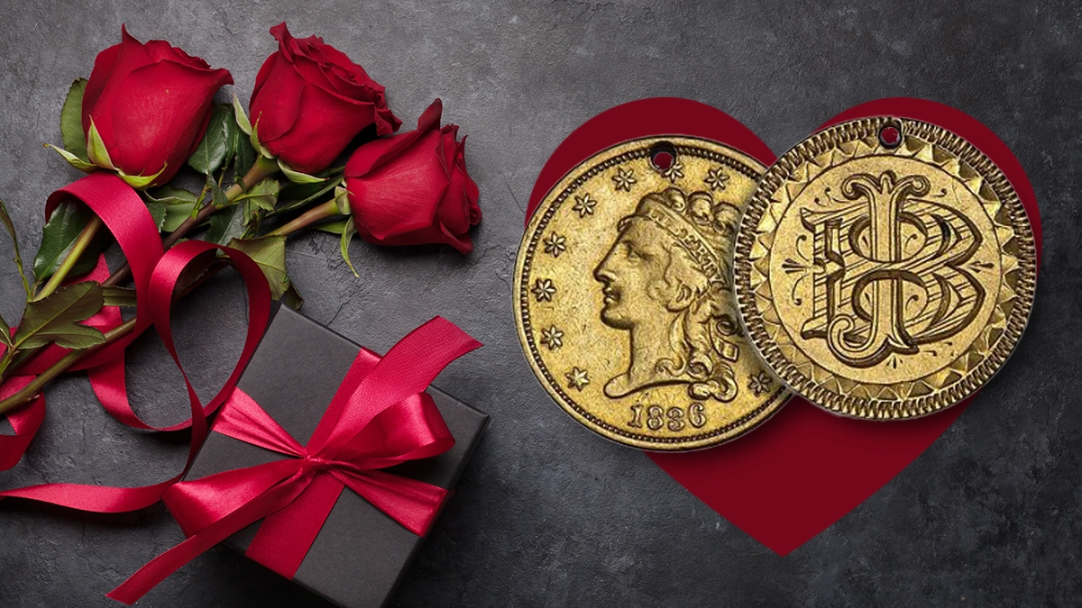 This is an image of a Love tokens with an engraved reverse.