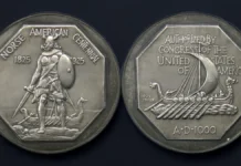 1925 Medal Norse American Centennial, Large Format, Nickel, Oversize Planchet, MS63 NGC. Ex: Honorable O.J. Kvale. Image: Heritage Auctions / CoinWeek.