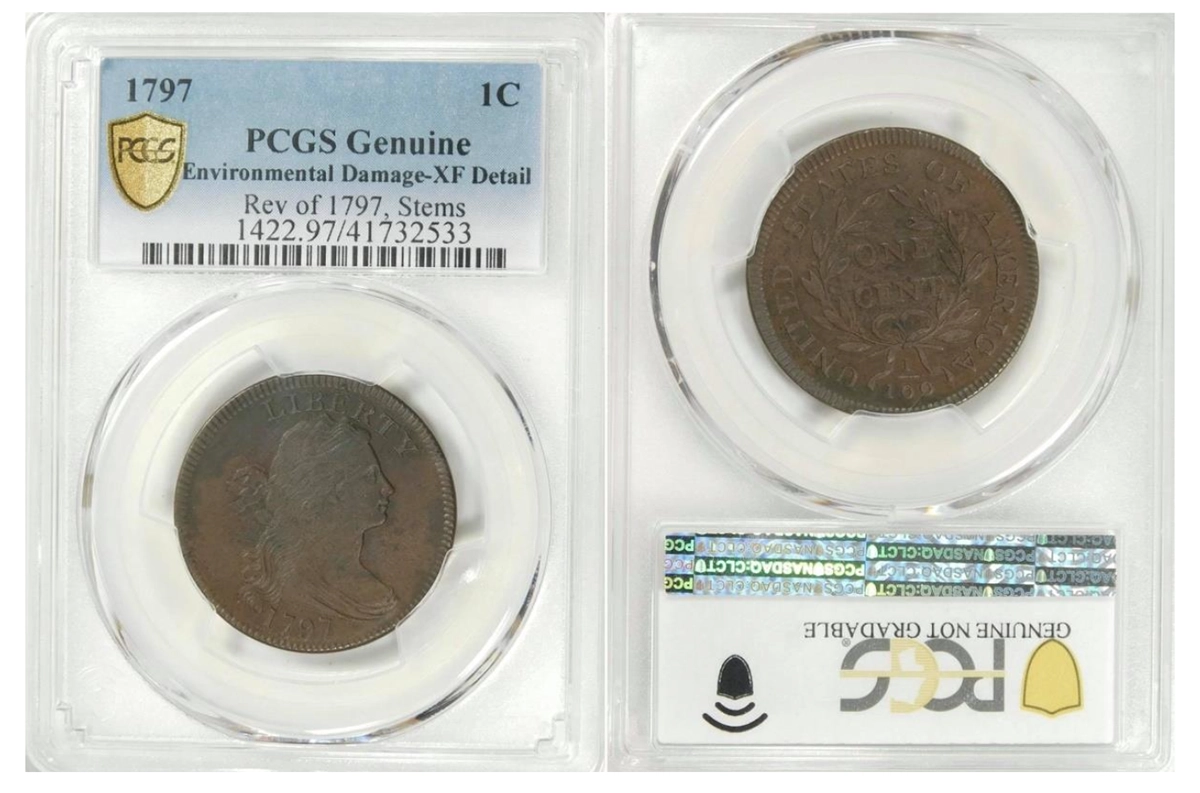 1797 Draped Bust Cent Counterfeit.