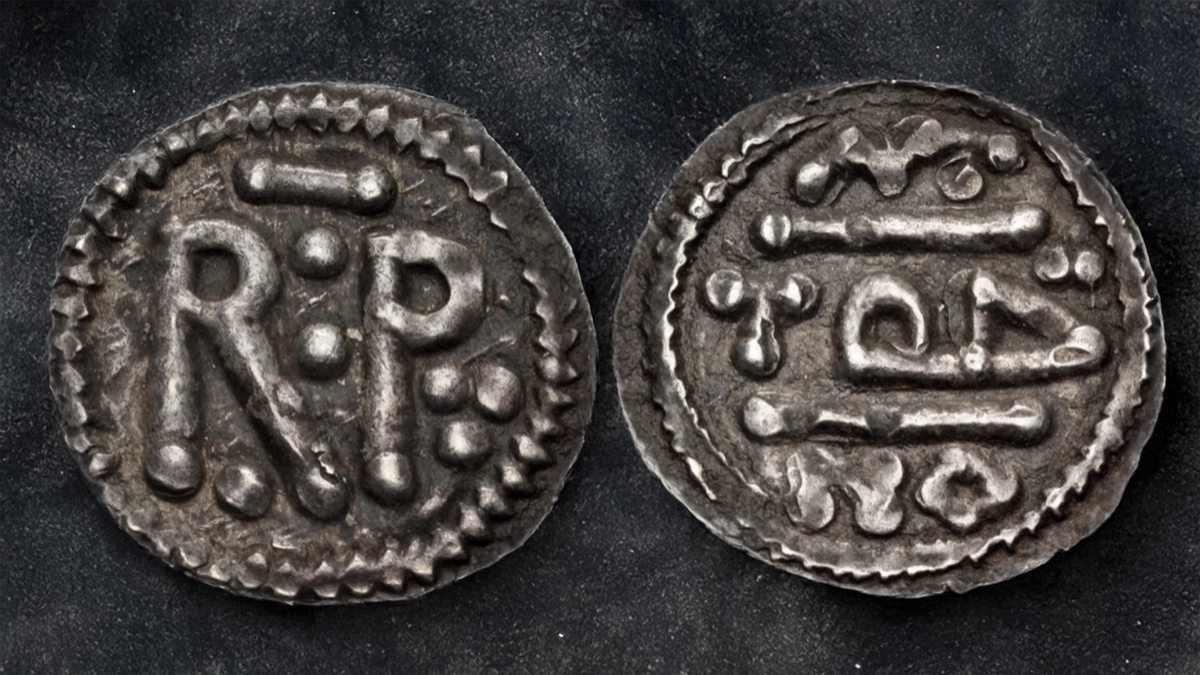 Pépin the Short.754/5-768. Silver Denier (18mm, 1.10 g,) Uncertain mint, possibly St. Denis. Depeyrot 892/2. Image: CNG / CoinWeek.