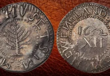 The Boston Mint and the First Colonial Coins New England, Massachusetts Bay Colony Boston AR Pine Tree Shilling 1652 OBV: Pine tree with legend around REV: Date (1652) and denomination (XII) with legend around