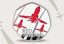 Red Arrows 50p Coin. Image: Royal Mint.