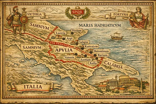 Roman Map of Apulia in Italy