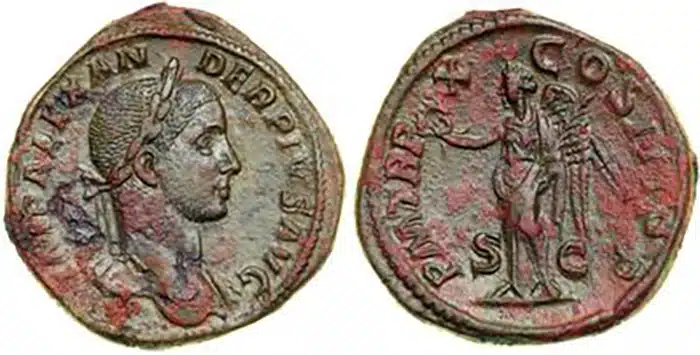 Roman Sestertius of Severus Alexander. Image: Goldberg Auctioneers.