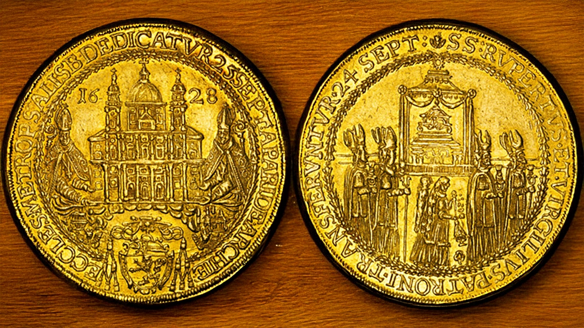 Salzburg 1628 AV 10 Ducats. Image: Atlas Numismatics / CoinWeek.