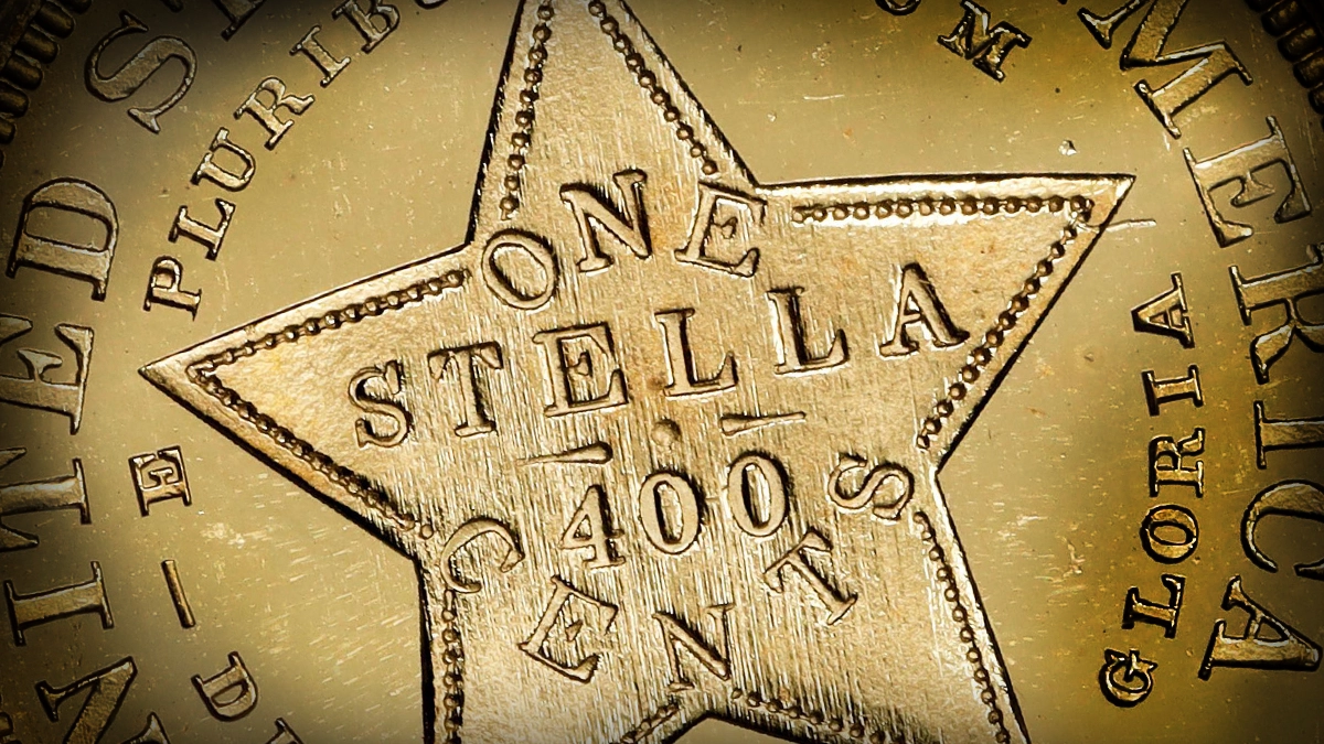 Reverse of $4 Stella Gold Pattern