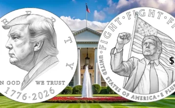 U.S. Treasury Department released draft artwork for a possible $1 commemorative coin featuring President Donald J. Trump