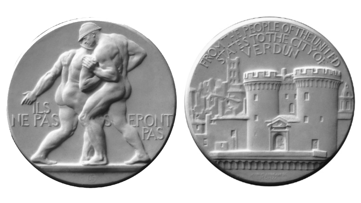 Figure 2. Verdun City medal by John Flanagan, 1920. (Courtesy Smithsonian Institution, Peter A. July & Son Photographic Archive.)