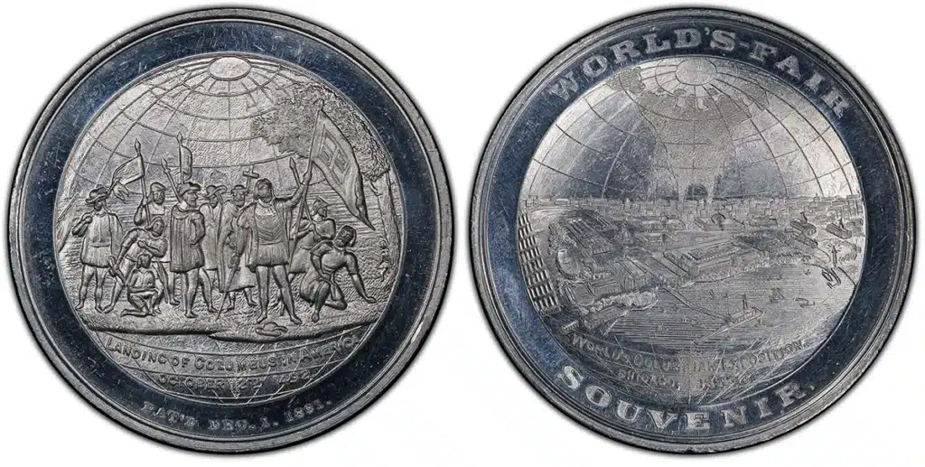 The Aluminum World Globe Dollar. Courtesy of PCGS TrueView.